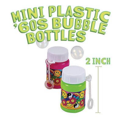 Kicko Mini Plastic 60s Bubble Bottles 2 Inches - 24 Pack - Assorted Colors Bottles 1