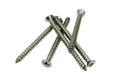 #14 X 3'' Stainless Flat Head Phillips Wood Screw, (25 pc), 18-8 (304) Stainless Steel Screws by Bolt Dropper