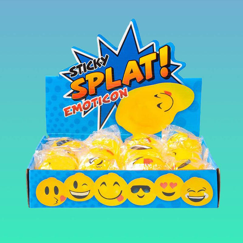 Kicko Sticky Splat Emoticon Ball - Set of 12-2.5 Inch Funny Squishy Emoji Balls in Vibrant