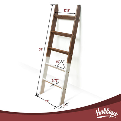 Hallops Blanket Ladder 5 ft. Wood Rustic Decorative Quilt Ladder. Farmhouse Ladder White