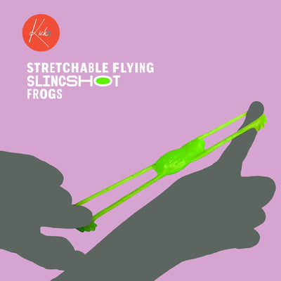 Kicko Vinyl Stretchable Flying Slingshot Frogs - 12 Pack - 3.5 Inches - for Kids, Boys