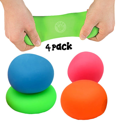 Kicko Sensory Squeeze Balls - 4 Pack - 2 Inch - Colorful Soft Stretchy Stress Balls