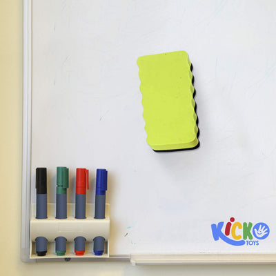 Kicko Whiteboard Erasers - 6 Pack - Magnetic Dry-Erase Board Cleaners with Foam Handle