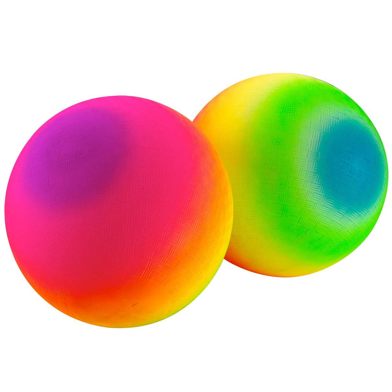 Kicko Rainbow Playground Balls - 2 Pack - 8.5 Inch - for Kids, Party Favors, Stocking