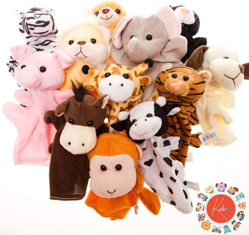 Kicko Animal Puppets 8.25 Inches - 12 Pieces - Assorted Hand Puppet Animals Includes Arms