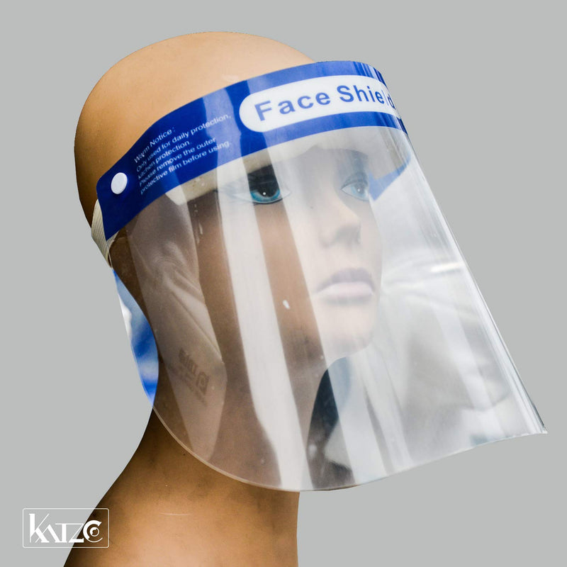 Katzco Reusable Face Shields - Clear Full Face Visor Mask with Removable Protective Film