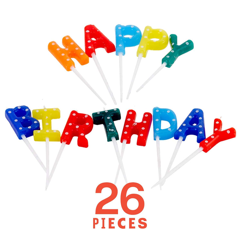 Kicko Happy Birthday Pick Candles - 26 Pieces - 3.1 Inches - Multicolored - for Kids