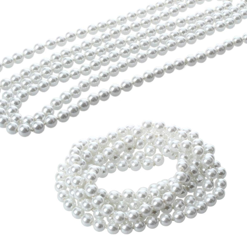 Kicko White Bead Necklace - 12 Pack - 48 Inch - for Kids, Party Favors, Stocking Stuffers