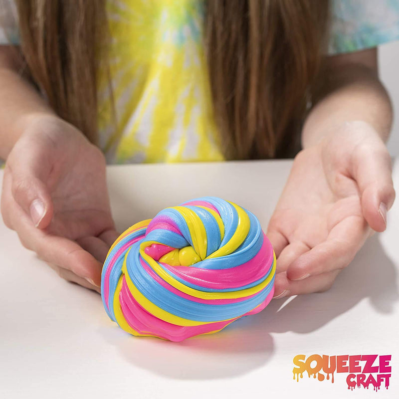 Squeeze Craft Puff Slime - 12 Pack Jumbo Mud Putty Assorted Bright Colors - 2 Oz. per