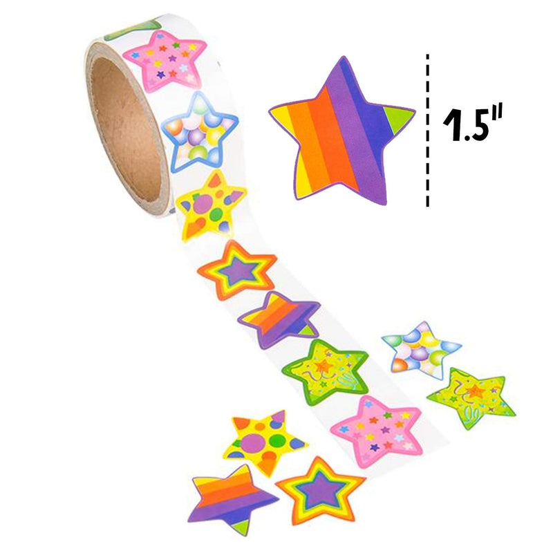 Kicko Star Stickers - 4 Rolls - 1.5 Inches - 400 Assorted Colors and Funky Designs Star