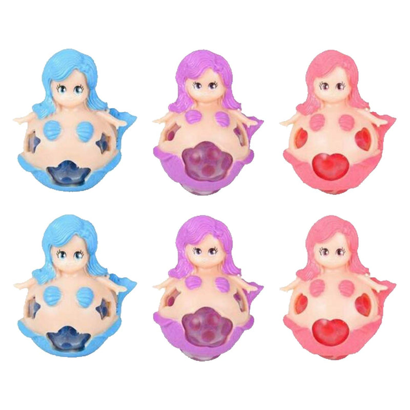 Kicko Squeezy Mermaid Bead - Pack of 6, 3.25 Inch Squishy and Squeezable Beaded Mermaid