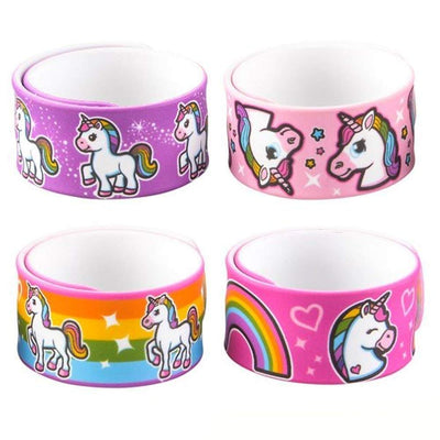 Kicko Unicorn Slap Bracelets for Girls - 12 Pack of Assorted Magical Wristbands - Perfect