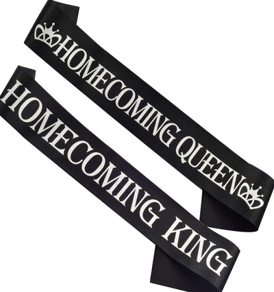 King's and Queen's Royal Crowns Silver, King and Queen Satin Sash, Homecoming Party Prom