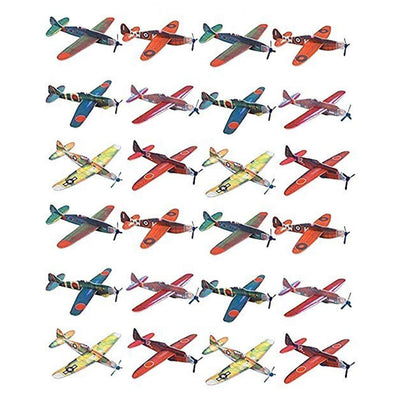 Kicko Foam Airplane Glider - 24 Pack - Colorful Slingshot Launcher Flying Plane -