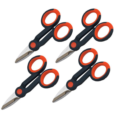 Katzco Multipurpose Utility Snips - 4 Pack - 5.5 Inch - Finely Serrated Wire Cutters