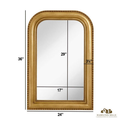 Hamilton Hills Thick Rounded Top Gold Rich Framed Wall Mirror 40" x 30"