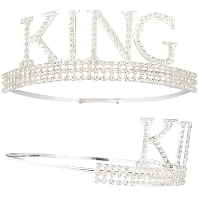 King's and Queen's Royal Crowns Silver, King and Queen Satin Sash, Homecoming Party Prom