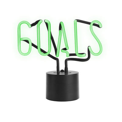 Amped & Co GOALS Real Neon Light Handcrafted Novelty Desk Lamp, Large 9.6x9.6, Green Glass