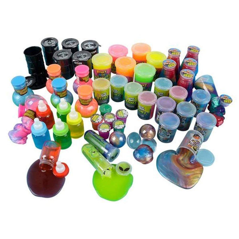 Kicko Putty and Slime Mega Pack - 50 Piece Assortment - Bottles and Cans of Colorful