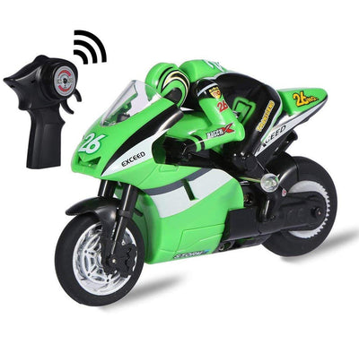 Top Race 4 Channel RC Remote Control Motorcycle Goes on 2 Wheels with Built in Gyroscope