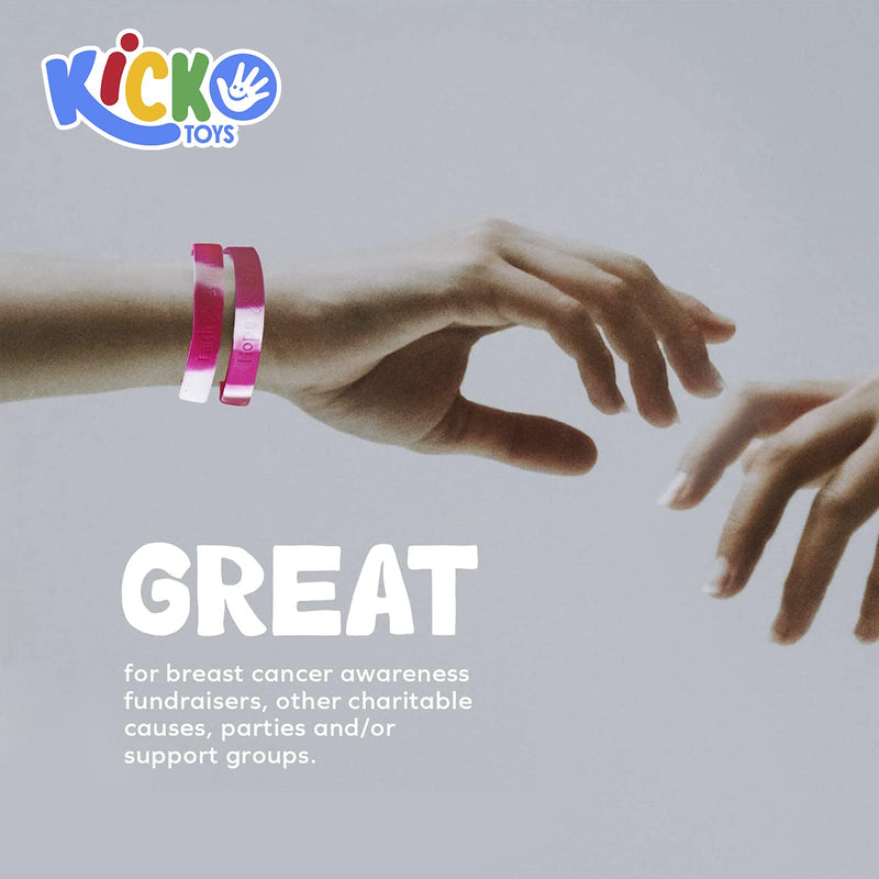 Kicko 24 Pack Breast Cancer Awareness Rubber Bracelets for Kids, Teens, Adults - Fashion