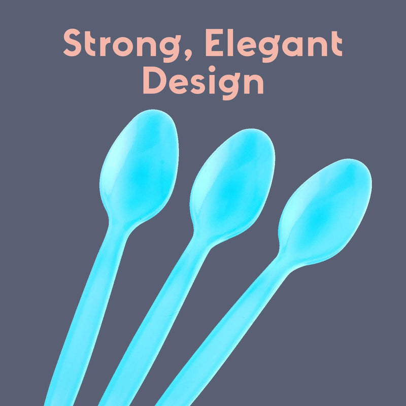 Kicko Pastel Blue Premium Spoons - 108 Pack - Plasticware for Catering Events, Parties