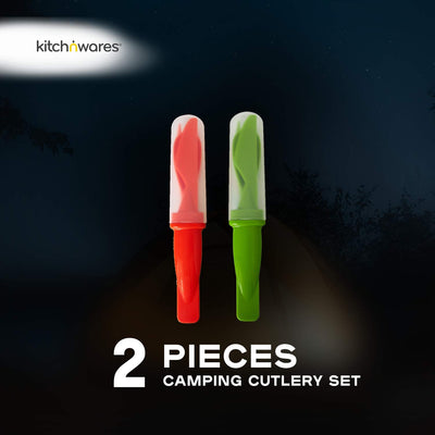 Katzco Plastic Camping Cutlery Set - 2 Pack - for Hiking, Climbing, Biking, Outdoors