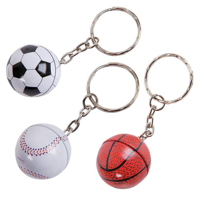 Kicko Sports Ball Keychain - 48 Pack - Assorted Bag Charm - Party Favor, World Cup Fan