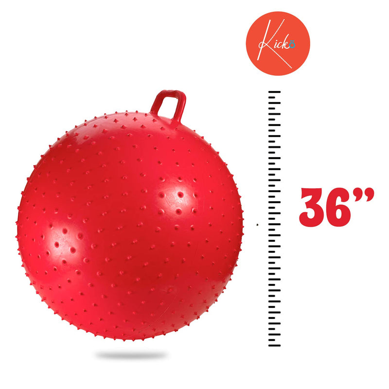 Kicko Bouncy Knobby Ball with Handles 36 Inches - 2 Pack - for Teens and Adults - Assorted