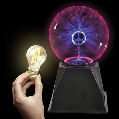 Katzco Peace Sign Plasma Ball with Bulb - 7.5 Inch - Nebula, Thunder Lightning, Plug-In