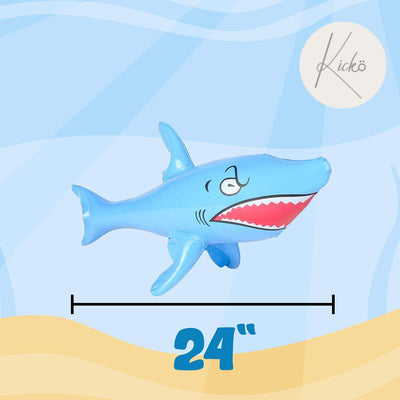 Kicko Inflatable Shark Kids Pool Toy - 3 Pieces Assorted Colors 24 Inch Animal Display