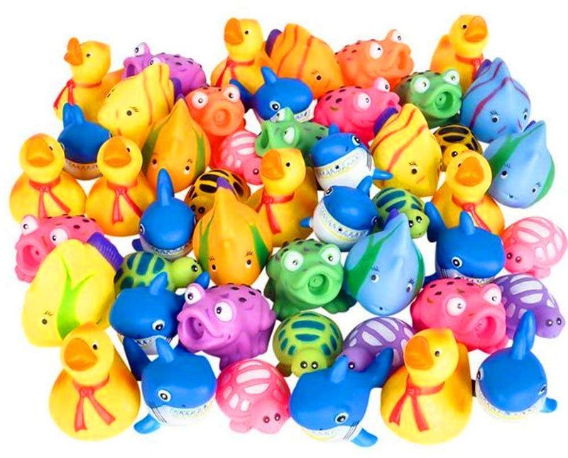 Kicko Squirt Toys Assortment for Kids - 50 Pieces Water Squirting Animals - for Baby Bath