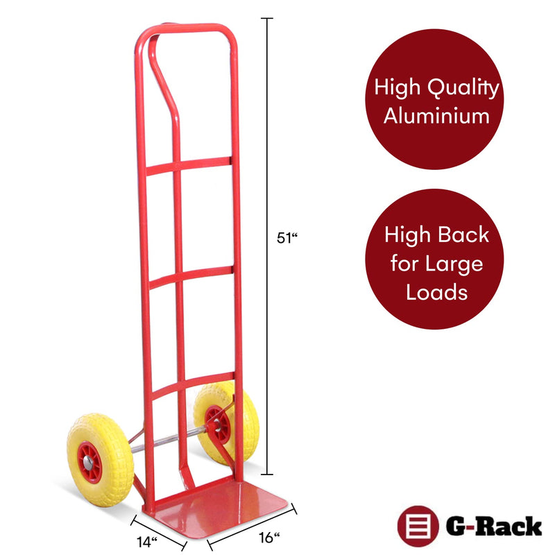 G-Rack P-Handle Hand Truck - High Back Steel Sack Barrow with Anti Puncture Tyres - Heavy