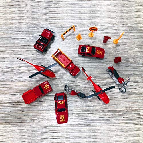 Kicko Rescue Vehicles Emergency Fire Collection - 15 Piece Vehicle Set Including Tractor