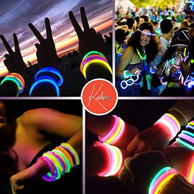 Kicko Glow Sticks Bracelets Wrist Bands, 50 Lumi Sticks with 50 Connectors in a Compact