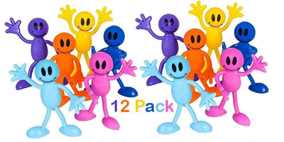 Kicko Bendable Smile Figures - Happy Faces - 12 Pack Assorted Colors - Bendable Toys