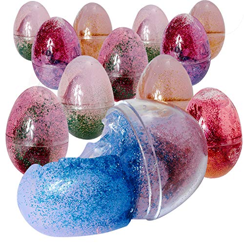 Kicko Multi-Colored Slime in Egg-Shaped Containers - 12 Pack, Two-Tone Putty Easter Egg