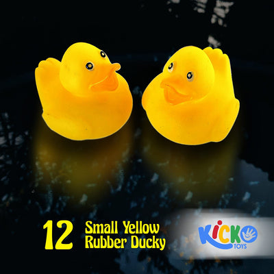 Kicko Small Yellow Rubber Ducky - Set of 12 Classic Duckies for Kids Party Favors,