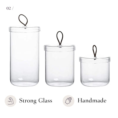 Glass Apothecary Jars-Cotton Jar-Bathroom Storage Canisters/Set