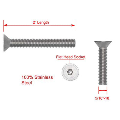 10-24 X 1/4" Stainless Flat Head Socket Cap Screw Bolt, (100pc), 18-8 (304) Stainless