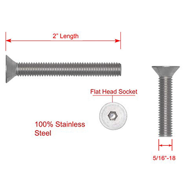 10-24 X 1/4" Stainless Flat Head Socket Cap Screw Bolt, (100pc), 18-8 (304) Stainless