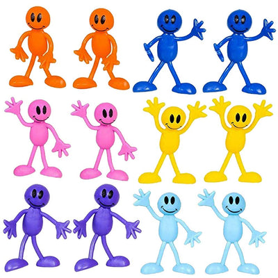 Kicko Bendable Smile Figures - Happy Faces - 12 Pack Assorted Colors - Bendable Toys