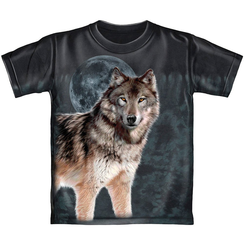 Wolf Midnight Moon Tie Dye Adult Tee Shirt (X-Large