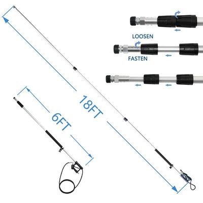 EDOU 4,000 PSI High Pressure Washer Extension Wand Telescoping Lance 6' - 18' 1/4''