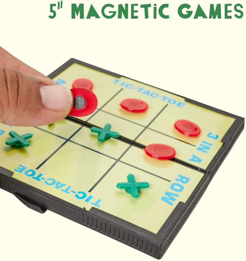 Kicko Magnetic Travel Board Games - 12 Pack - Popular Games Include Checkers, Chess