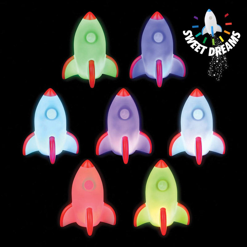 Kicko Rocket Night Light - 2 Pack, Red and Blue - Spaceship Lamp - for Party Favors