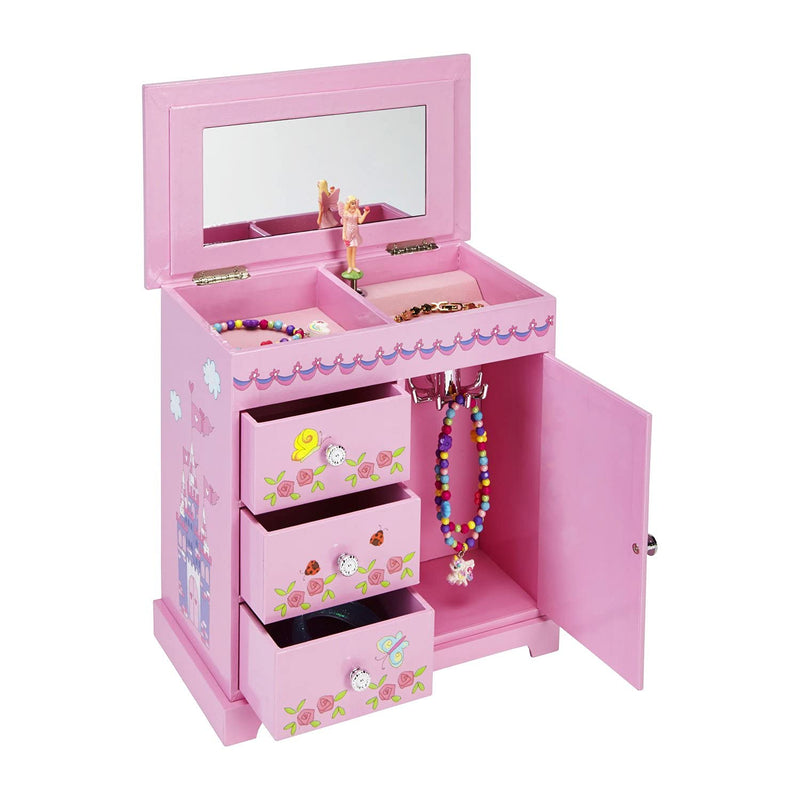 Jewelkeeper Music Box 3 Pullout Drawers, Fairy Castle Design, Waltz The Flowers