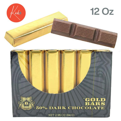 Kicko Mini Gold Dark Chocolate Bars - 24 Bars, 12 Ounces Total - 4.75 x 3.25 x .5 Inches