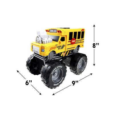 Monster Truck with Lights and Sounds, School Bus Vehicle Toy, for Boys and Girls Ages 3+