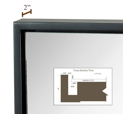 Hamilton Hills Clean Large Modern Black Frame Wall Mirror | Contemporary Premium Silver